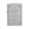 Zippo Windproof Lighter Serenity Prayer Satin Chrome Finish