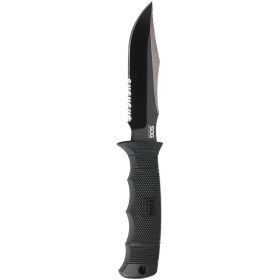 SOG SEAL Pup Elite - Fixed Serrated Blade - Kydex Sheath - Black TiNi Partially Serrated Knife