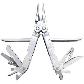 SOG PowerLock w/ V-Cutter Stainless Finish 18 Tool Multi-Tool with Nylon Sheath