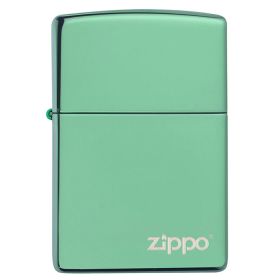 Zippo Windproof Lighter, Classic High Polish Green Zippo Logo