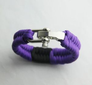 Outdoor Seven-core Umbrella Rope Braided Ribbon Bracelet (Color: Purple)